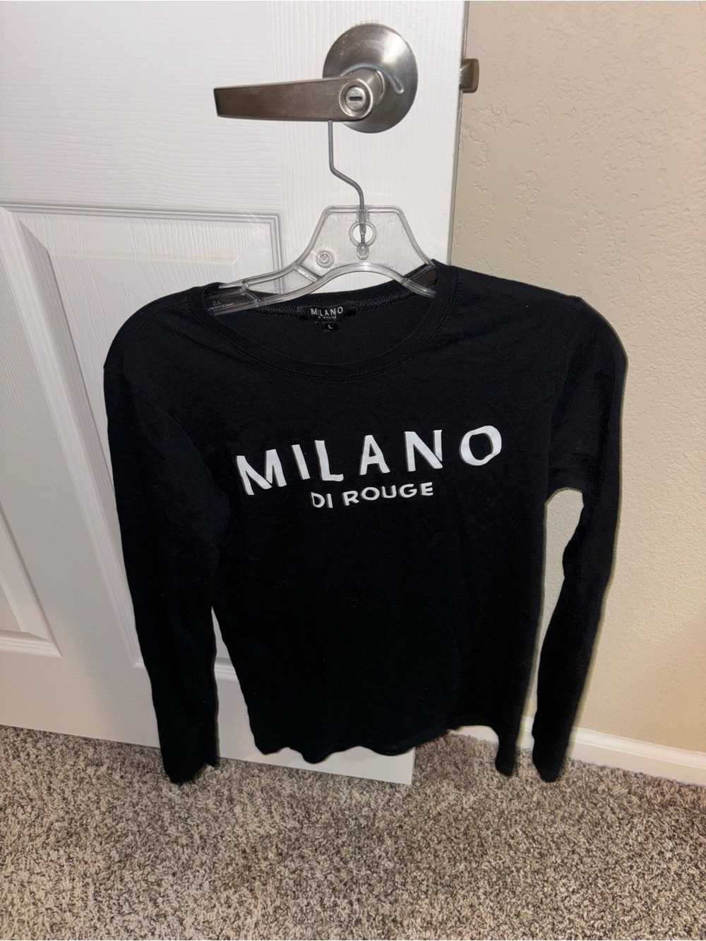 Milano Di Rouge Black Long Sleeve Tee with White Logo